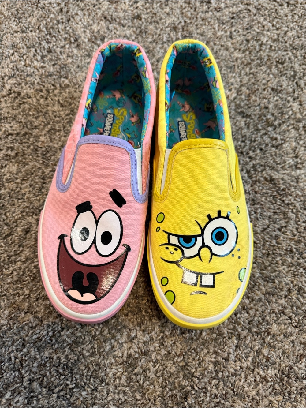 Ground Up SpongeBob & Patrick Kids Slip-On Shoes - Pink and Yellow 6 1/2